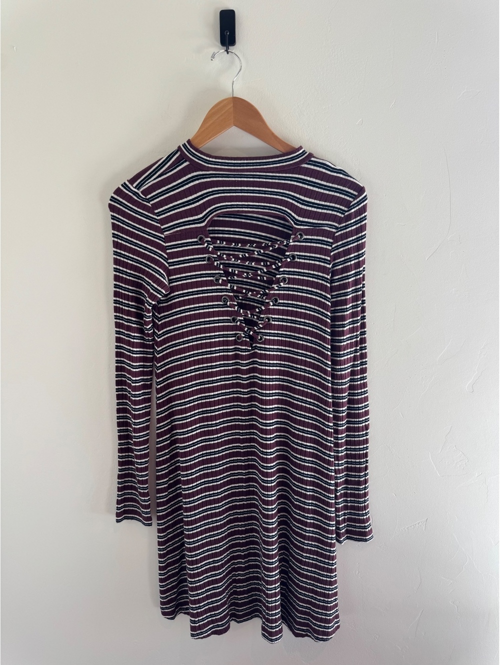 American Eagle Striped Lace-Up Back Mini Dress Size Small